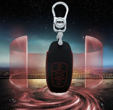 Good Genuine Leather Key Ring Auto Key Bags Smart for Audi A8 - Red